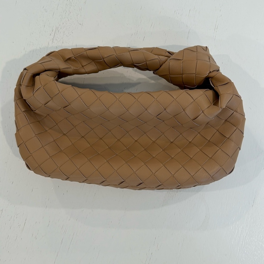 Camel leather woven handbag- never used!
